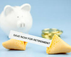Piggy bank and fortune cookie: retirement savings