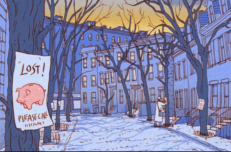 illustration of winter streetscape