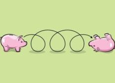 illustration of piggy bank flipping upside down