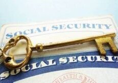 Social security card and vintage key