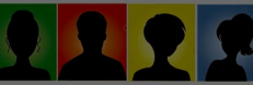 illustration of black silhouettes of people in multicolored squares