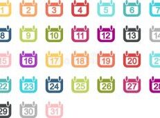 illustration of multicolored calendar day icons