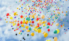 Colorful ballons being released